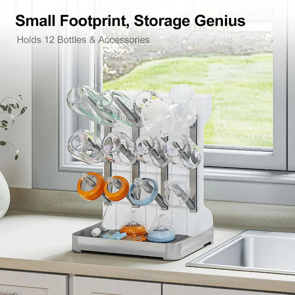 Vertical Baby Bottle Drying Rack Multi Tiered Space Saving Drying and Draining Stand Large Storage Holder Organizer Kitchen