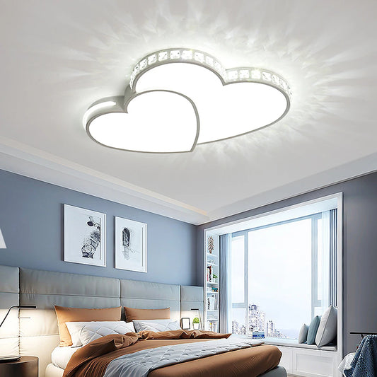 Modern Heart Shaped Ceiling Lights Crystal LED Flush Mount Lamp Cartoon Children's Room Living Room Bedroom Lamp Fixture