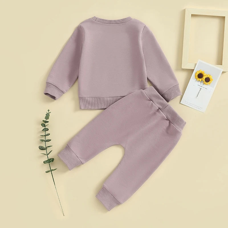 Lioraitiin Toddler Baby Boy Girl Clothes Auntie s Little Bestie Long Sleeve Crewneck Sweatshirt Jogger Pants Set