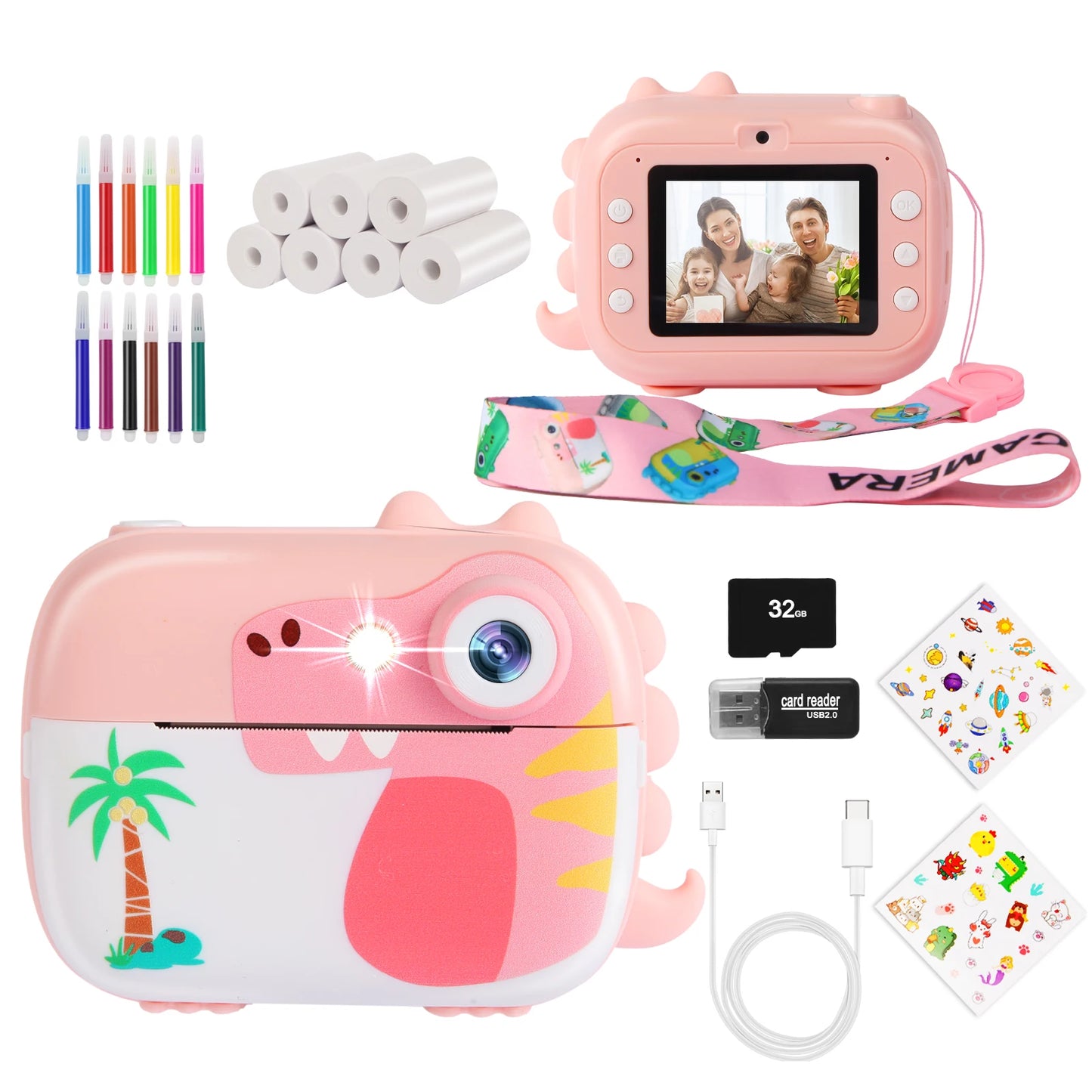 ARNSSIEN Kids Camera Instant Print, 1080P Camera for Kids with 7 Rolls Instnat Paper, Kids Toys for Ages 3-14, Christmas Birthday